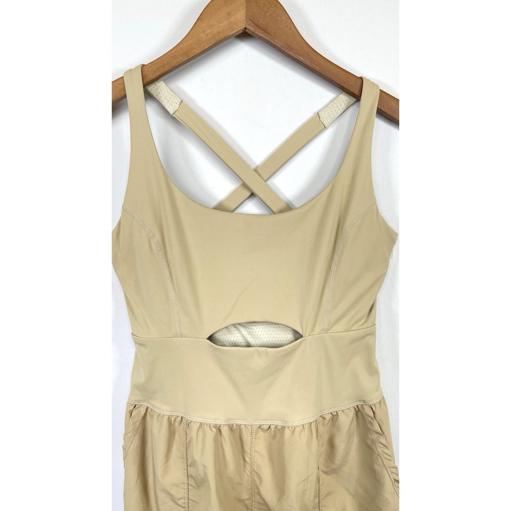 Womens Activewear Cutout Joggers Jumpsuit Size S Beige Pockets Athletic Gym Run - Picture 4 of 8